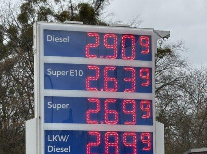 Imagen de los precios de una gasolinera a la afueras de Berlín