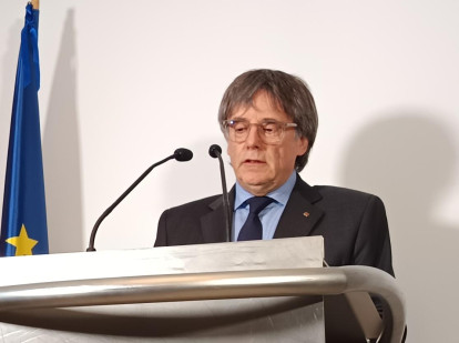 Carles Puigdemont, durante su comparecencia ante la prensa