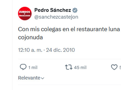 El tuit del 2010 al que ha hecho referencia Sánchez
