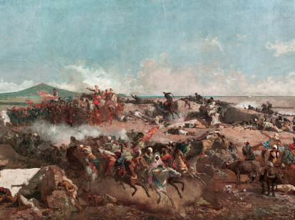 Óleo sobre lienzo de la batalla de Tetuán, obra de María Fortuny