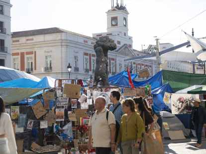 Imagen de la acampada en la Puerta del Sol
