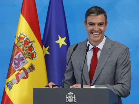 Pedro Sánchez, durante su comparecencia de fin de curso en la Moncloa