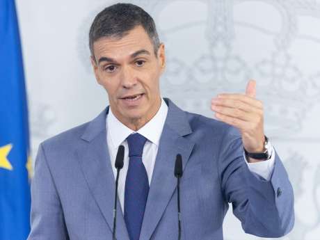 El presidente del Gobierno, Pedro Sánchez, durante una rueda de prensa posterior al Consejo de Ministros, en el Palacio de la Moncloa, a 6 de octubre de 2026.