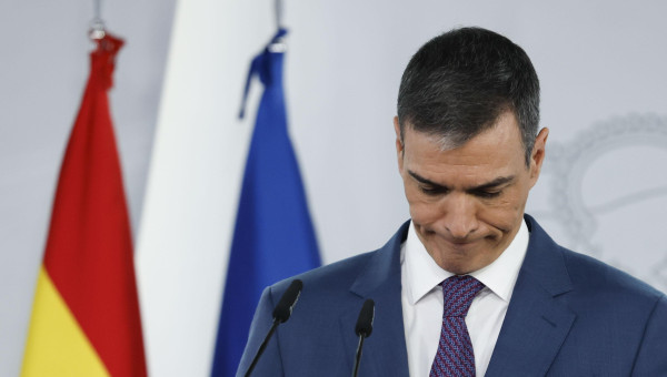 Pedro Sánchez, durante su comparecencia en la Moncloa