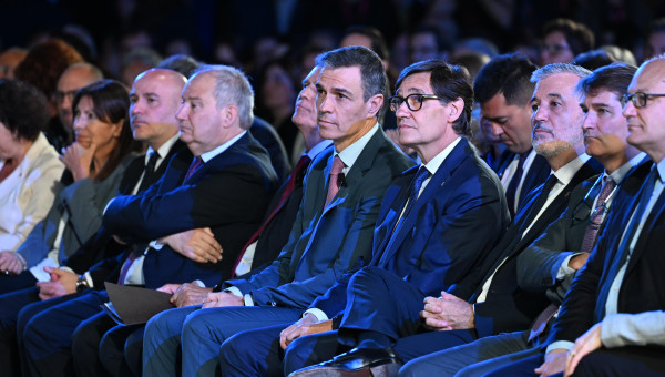 Pedro Sánchez junto a Salvador Illa este lunes en el Cercle d'Economia