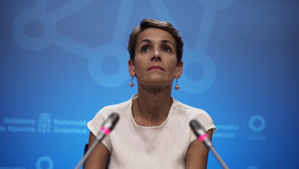 María Chivite, durante su comparecencia tras conocerse el informe de la UCO sobre el caso Cerdán el pasado jueves
