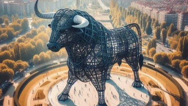 Recreación del monumento 'El Toro de España' una vez finalizado
