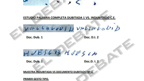 Muestra de la comparativa caligráfica que confirma la letra de Koldo García