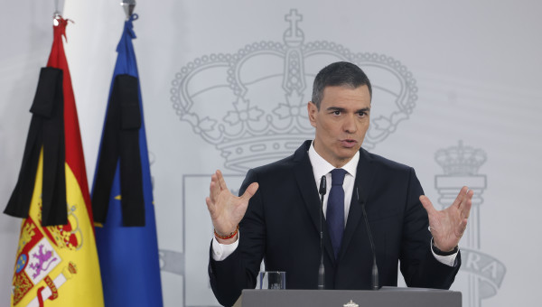 Pedro Sánchez, durante su comparecencia en la Moncloa