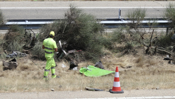 Vista del lugar del accidente en el que el futbolista del Liverpool Diogo Jota, de 28 años, y su hermano André, de 26, perdieron la vida