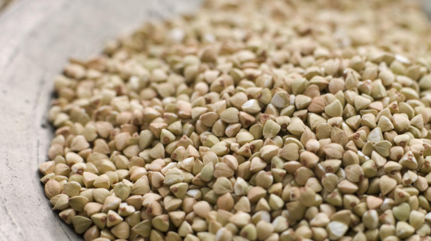 Close up of Grains of Quinoa on a Pewter Plate