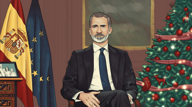 Ilustración de Felipe VI, durante el discurso de Navidad.
