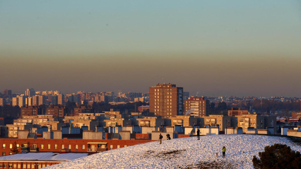La recurrente «boina» de contaminación de Madrid, en una imagen de archivo