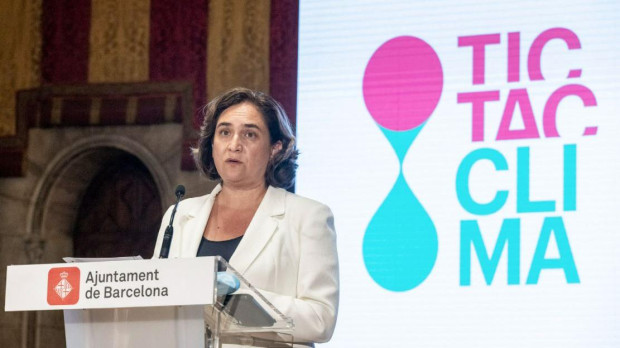 Ada Colau, en un acto municipal, en 2021