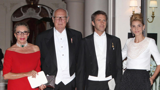 LOS PRINCIPES VICTOR MANUEL Y MARIA DORIA DE SABOYA CON SU HIJO FILIBERTO DE SABOYA Y SU MUJER LA ACTRIZ CLOTILDE COURAU DURANTE LA BODA DE ALBERTO DE MONACO Y CHARLENE WITTSTOCK 02/07/2011 MONACO