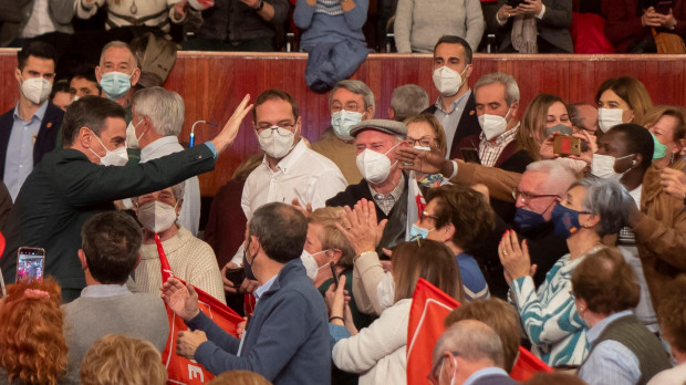 Pedro Sánchez el miércoles en un mitin en Soria