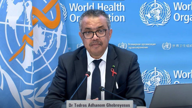 El director general de la Organización Mundial de la Salud (OMS), Tedros Adhanom Ghebreyesus, en rueda de prensa tras la Asamblea Mundial de la Salud