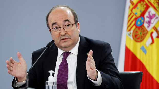 El ministro de Cultura y Deporte, Miquel Iceta, durante la rueda de prensa posterior a la reunión del Consejo de Ministros de este martes