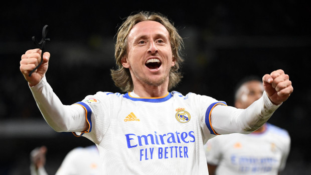 Luka Modric celebra su gol en el Bernabéu
