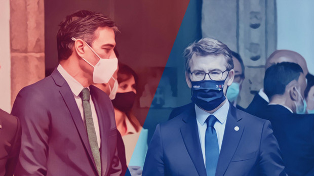 Pedro Sánchez y Alberto Núñex Feijóo durante la Conferencia de Presidentes celebrada en La Palma