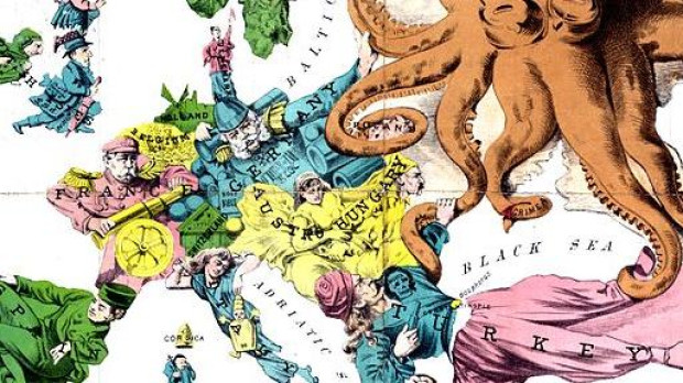 Mapa satírico de Europa (1877). Frederick Rose