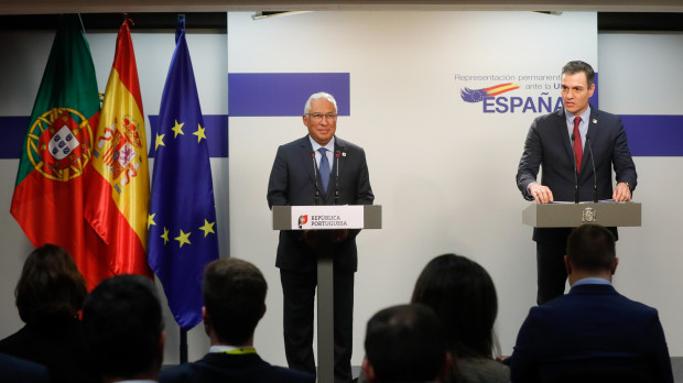 Pedro Sánchez y Antonio Costa durante su comparecencia
