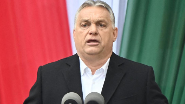 El primer ministro húngaro, Viktor Orbán, interviene en un mítin este viernes