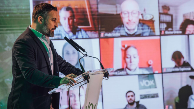 Santiago Abascal, durante la última Asamblea General Ordinaria celebrada en la sede nacional de su partido