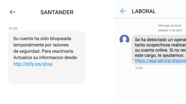 Intentos de estafa bancaria por SMS