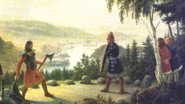 Pintura en el que se representa a Egil Skallagrimsson realizada por Johannes Flintoe