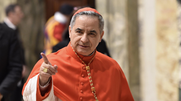 Newly elevated cardinal, Giovanni Angelo Becciu from Italy, attends the courtesy visit of relatives following a consistory for the creation of new cardinals on June 28, 2018 in the Apostolic Palace at St Peter's basilica in Vatican.
