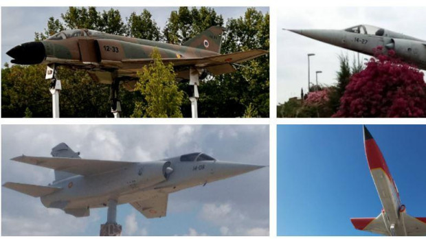 Aviones militares en rotondas de Getafe, Paterna, Boadilla del Monte y Cartagena