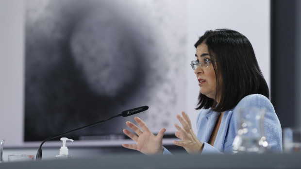 La ministra de Sanidad, Carolina Darias, al término de la reunión del Consejo Interterritorial