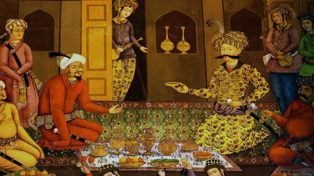 Shah Abbas I y su corte