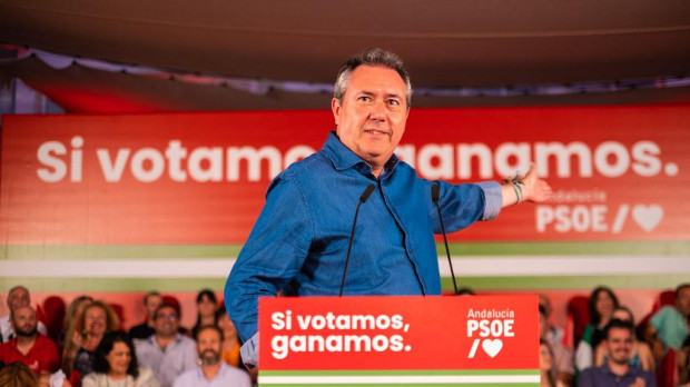 Juan Espadas con su eslogan: "Si votamos, ganamos"