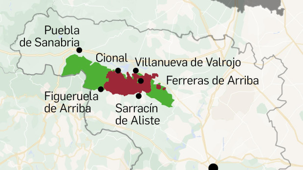 Superficie afectada por el incendio de Zamora