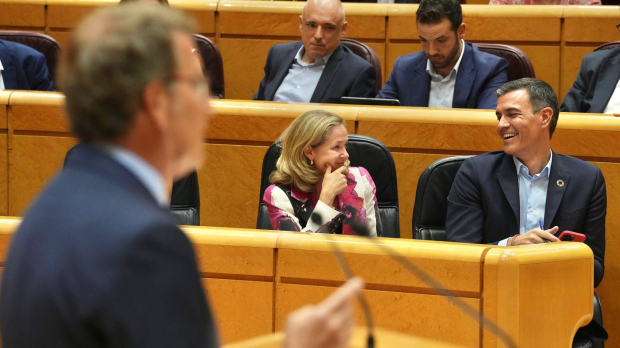 Feijóo durante su intervención ante Sánchez