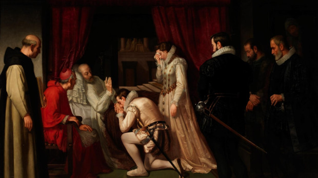 Últimos momentos de Felipe II por Francisco Jover y Casanova
