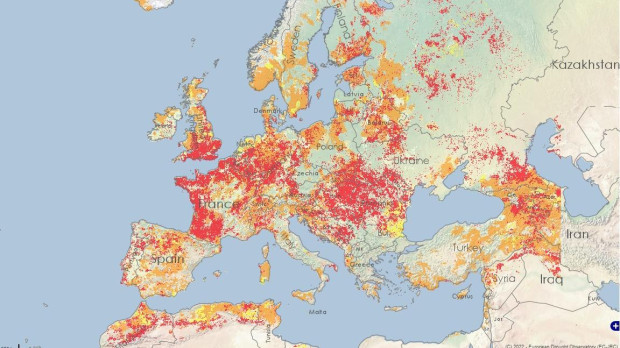 Imagen satélite de la sequía en Europa
