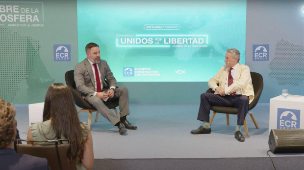 Abascal en la clausura de la Cumbre de la Iberosfera, en Madrid