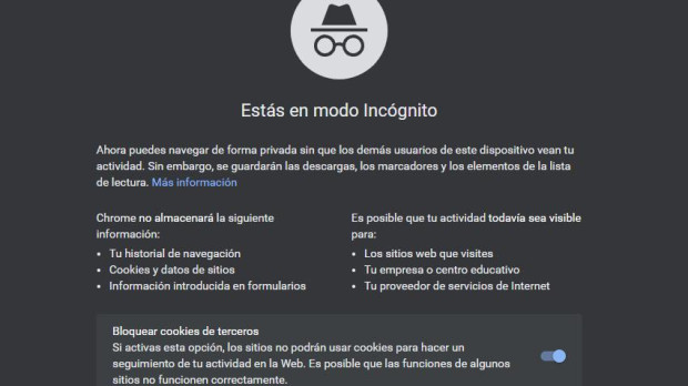 El modo Incógnito de Google permite que la actividad sea visible