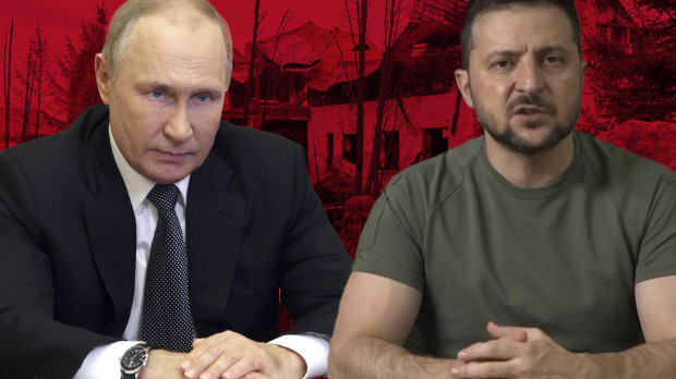 Fotomontaje de Putin y Zelenski