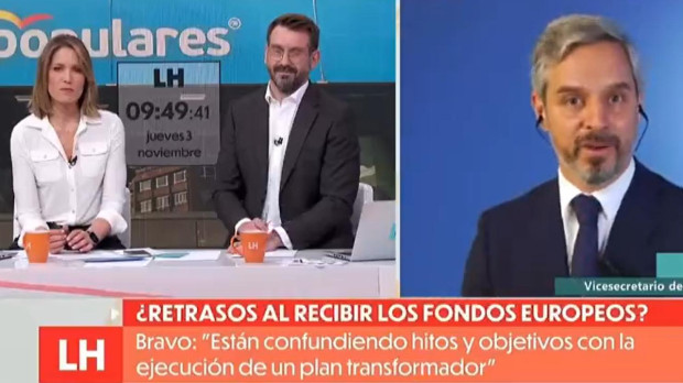 Juan Bravo Baena, vicesecretario de Economía del PP, en el momento de su entrevista en La hora de La 1