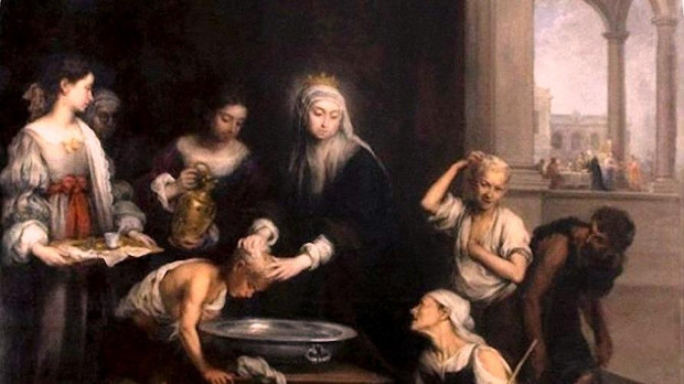 Santa Isabel de Hungría curando tiñosos por Murillo