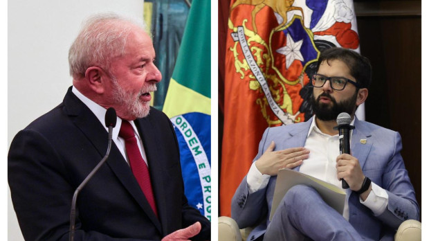 Lula Da Silva y Gabriel Boric, en un montaje