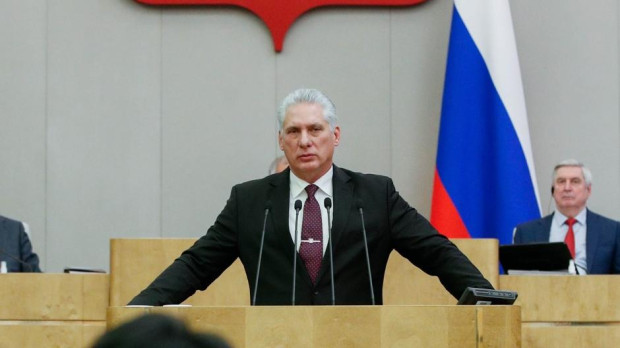 Moscow (Russian Federation), 22/11/2022.- A handout photo made available by the press service of the Russian State Duma (lower house of Russian parliament) shows President of Cuba Miguel Diaz-Canel delivers his speech during a plenary session of the Russian State Duma in Moscow, Russia, 22 November 2022. Miguel Diaz-Canel is planning to meet with Russian President Putin and participates in the inauguration of a monument to former Cuban leader Fidel Castro in Moscow during his official visit to Russia. (Rusia, Moscú) EFE/EPA/RUSSIAN STATE DUMA PRESS SERVICE HANDOUT HANDOUT EDITORIAL USE ONLY/NO SALES HANDOUT EDITORIAL USE ONLY/NO SALES