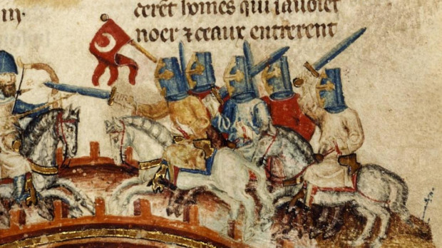 Batalla de Mohi (1241). Manuscrito medieval del s. XIII