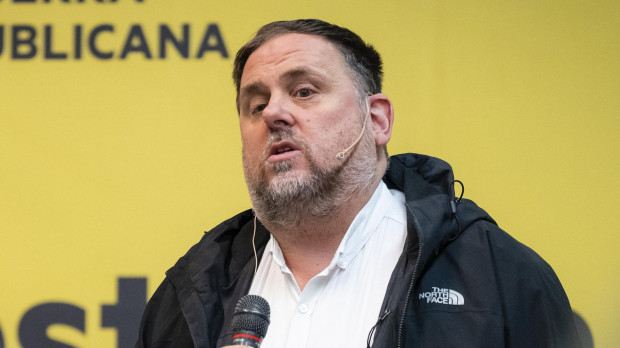 El presidente de ERC, Oriol Junqueras, en un acto en Gerona