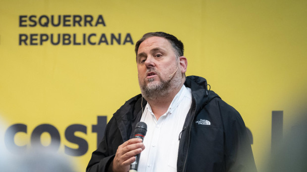El presidente de ERC, Oriol Junqueras, en un acto en Gerona