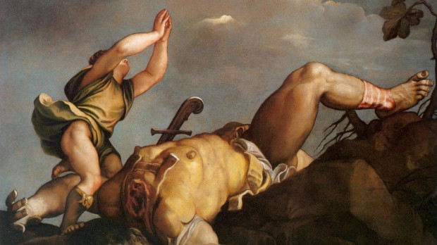 David y Goliat por Tiziano